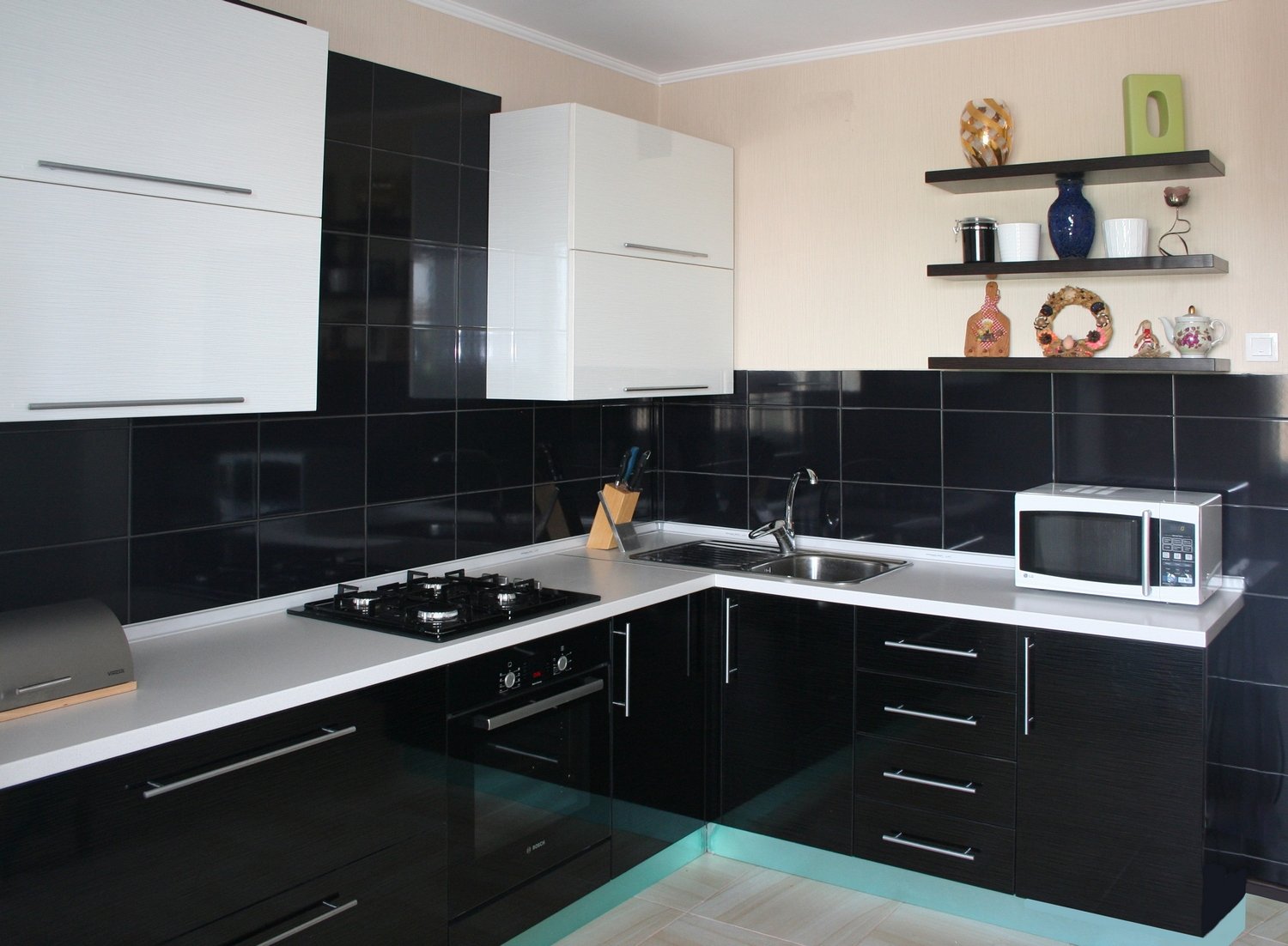 Кухня Черно Белая Дизайн Угловые