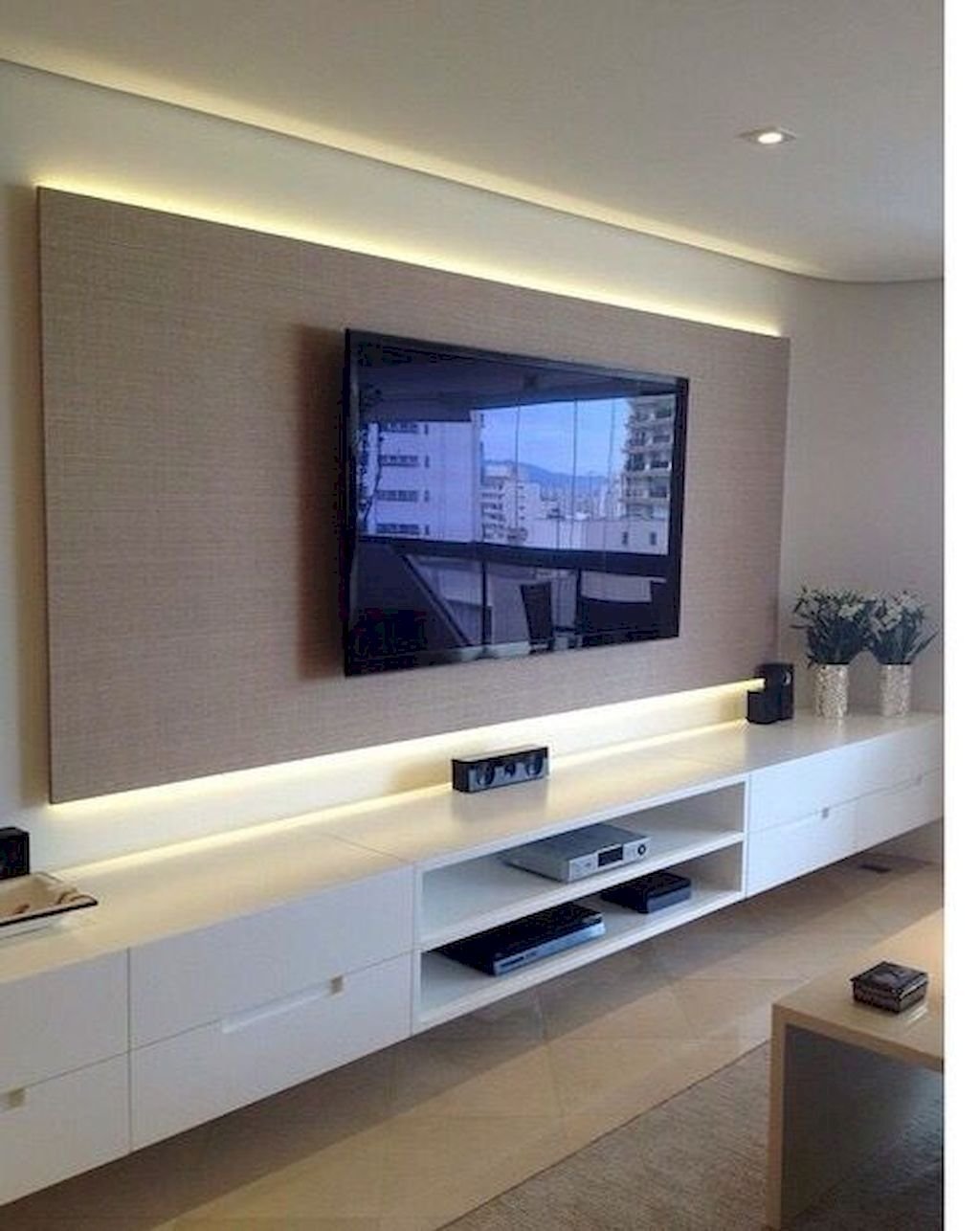 стенка в гостиную с подвесным телевизором