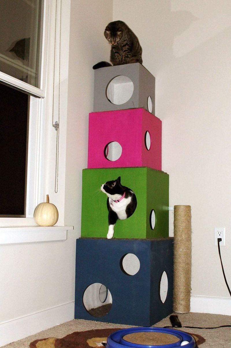 Кошачий домик из коробок