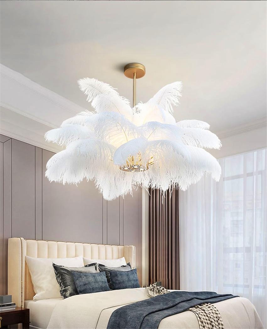 Люстра из перьев plumage White