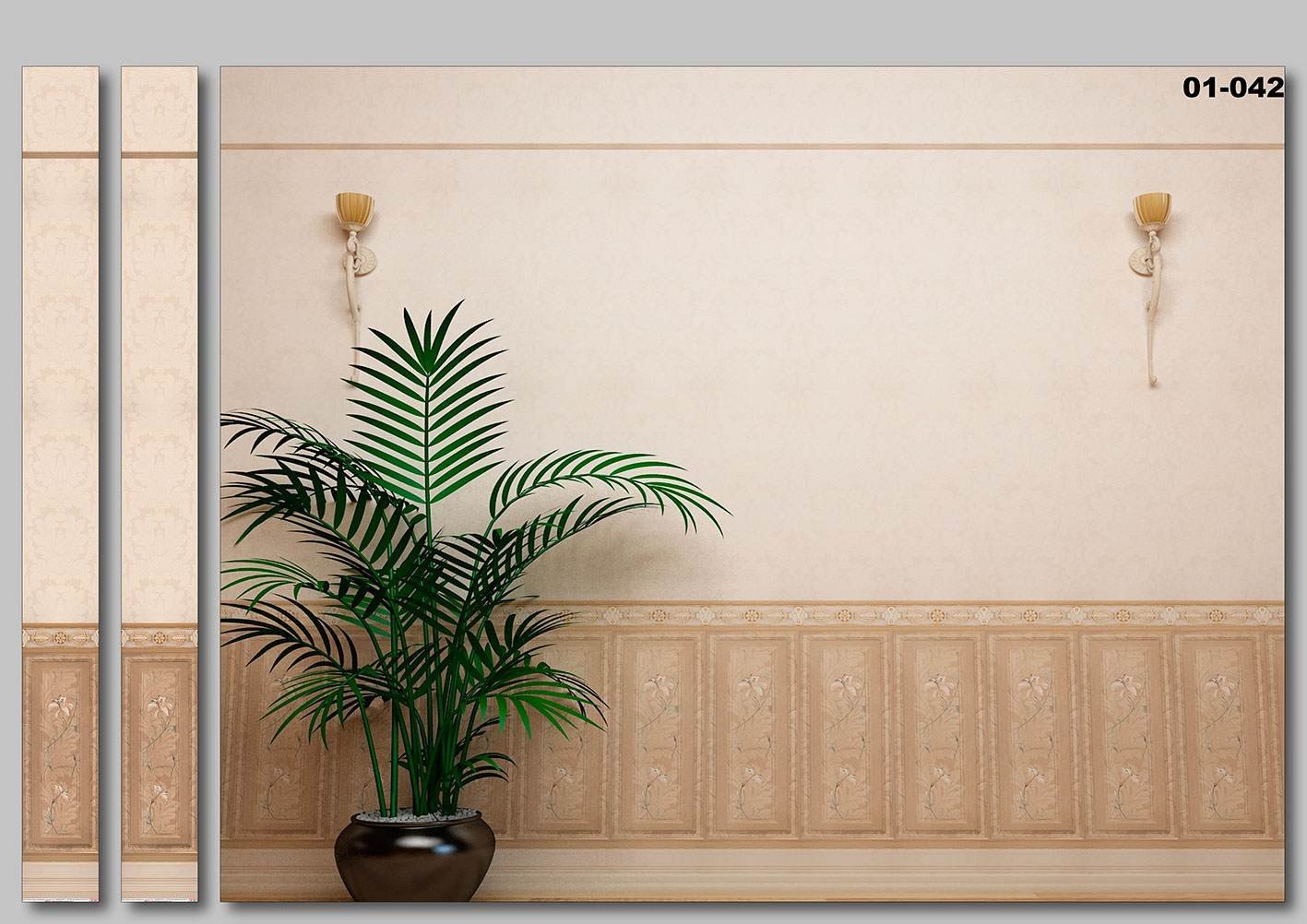 Стеновая панель для цветов. Панель ПВХ 3d век бамбук оливковый 2700x250x9 мм (0,675 кв.м.). Панели для стен. Настенные панели. Декоративные пластиковые панели.