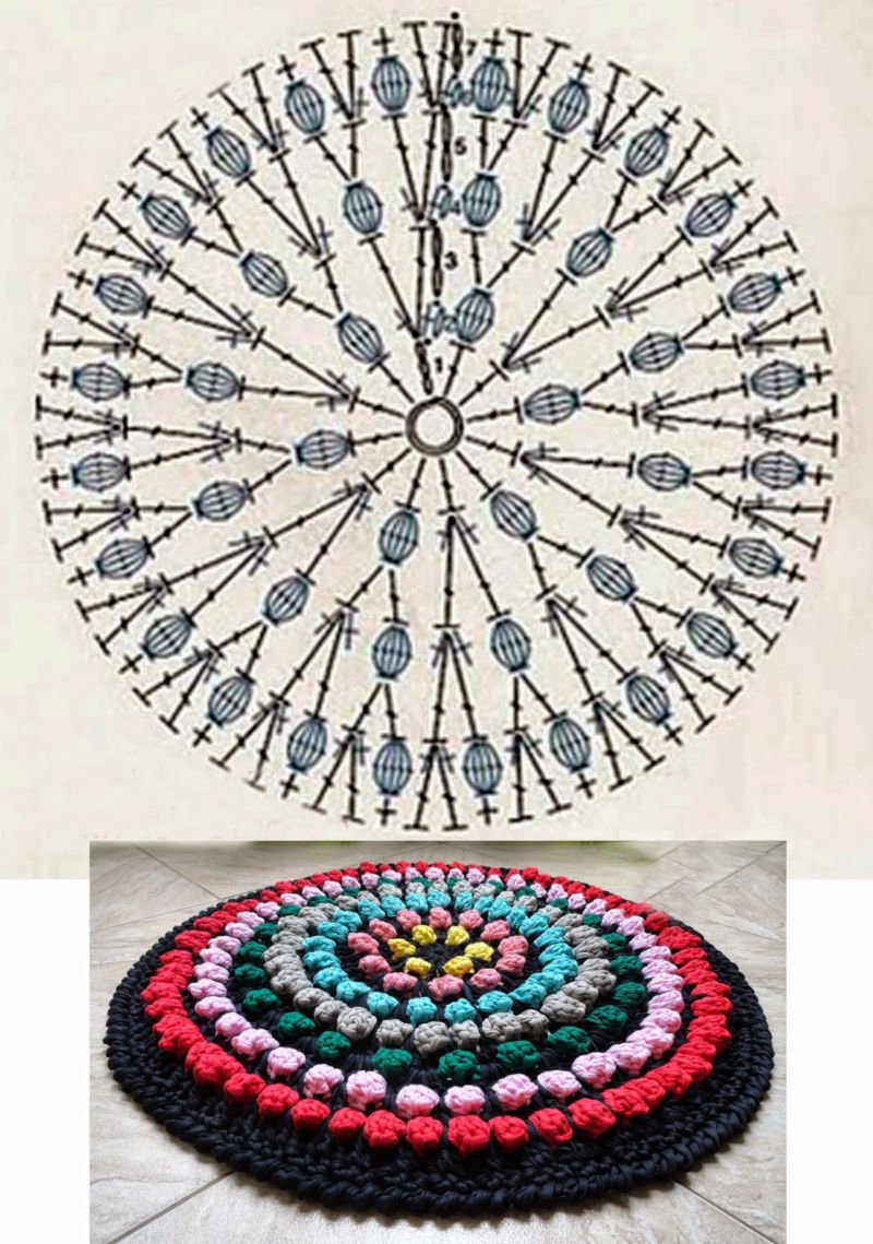 Вязание крючком круг узоры из трикотажной пряжи