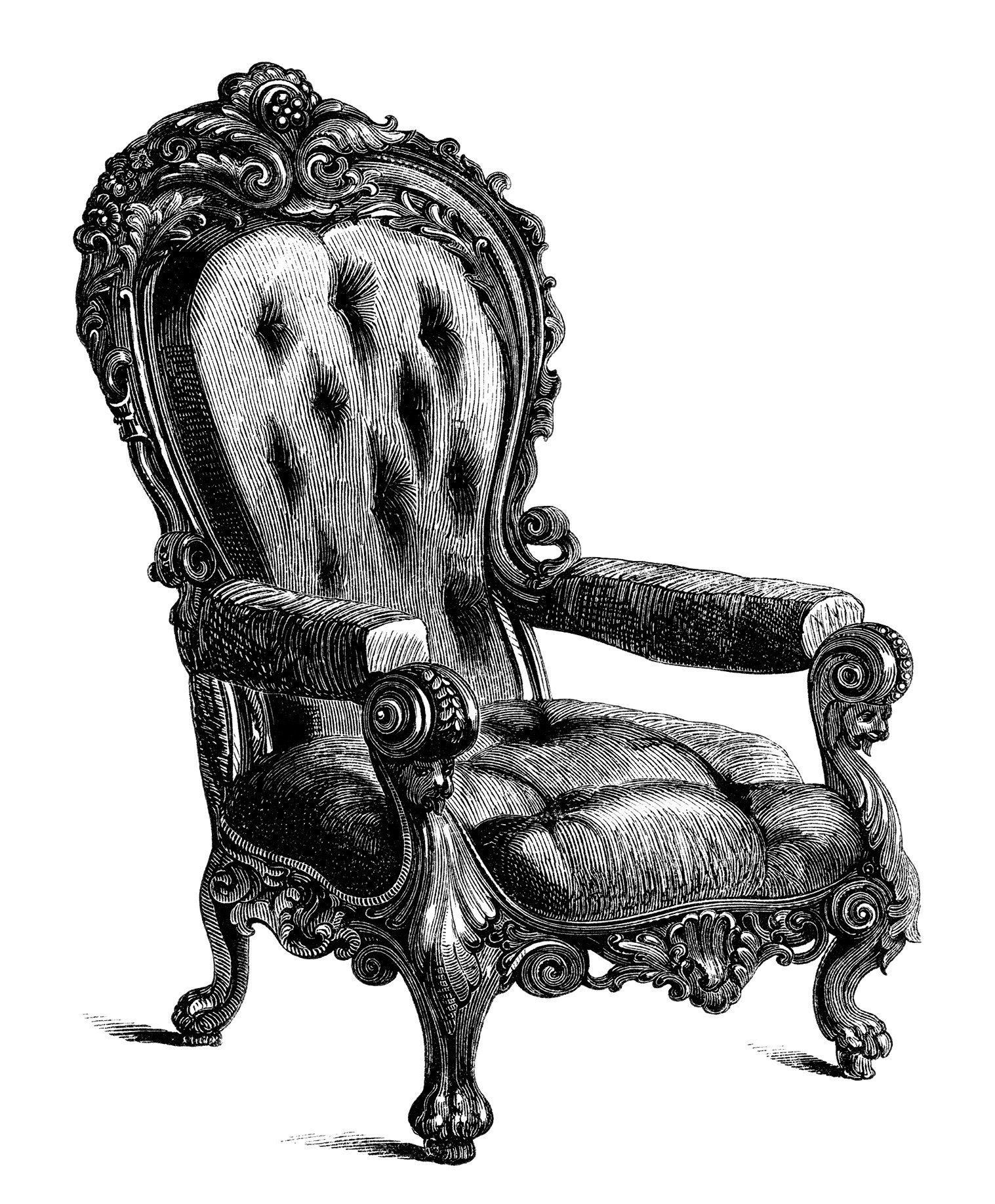 Старинное кресло на белом фоне