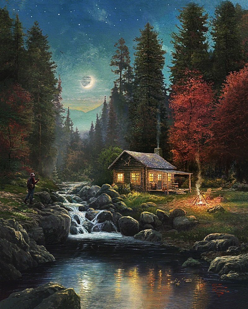 Картина домик в лесу