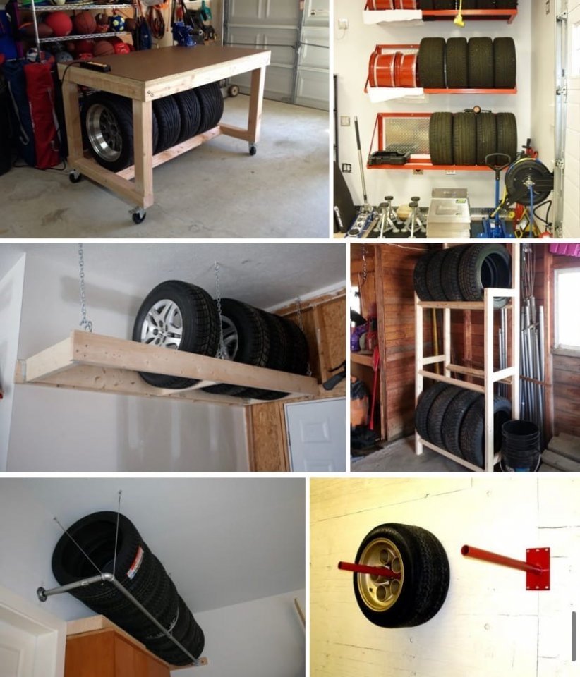 Идеи для хранения колес в гараже