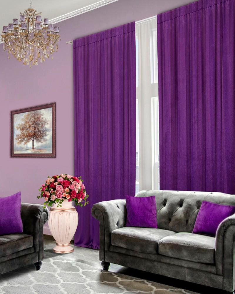 Фиолетовые шторы в зал