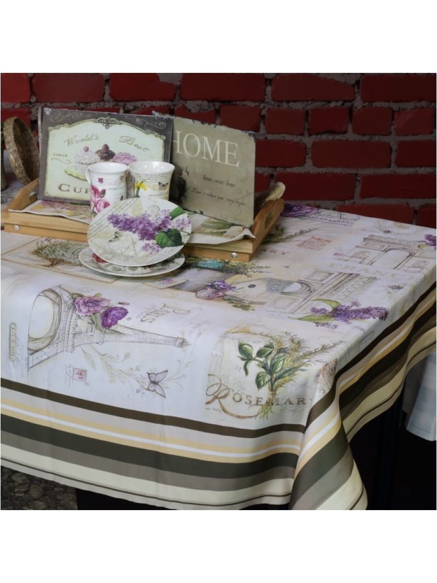 Скатерть прямоугольная 220x140 см, водоотталкивающая, Maison Christelle