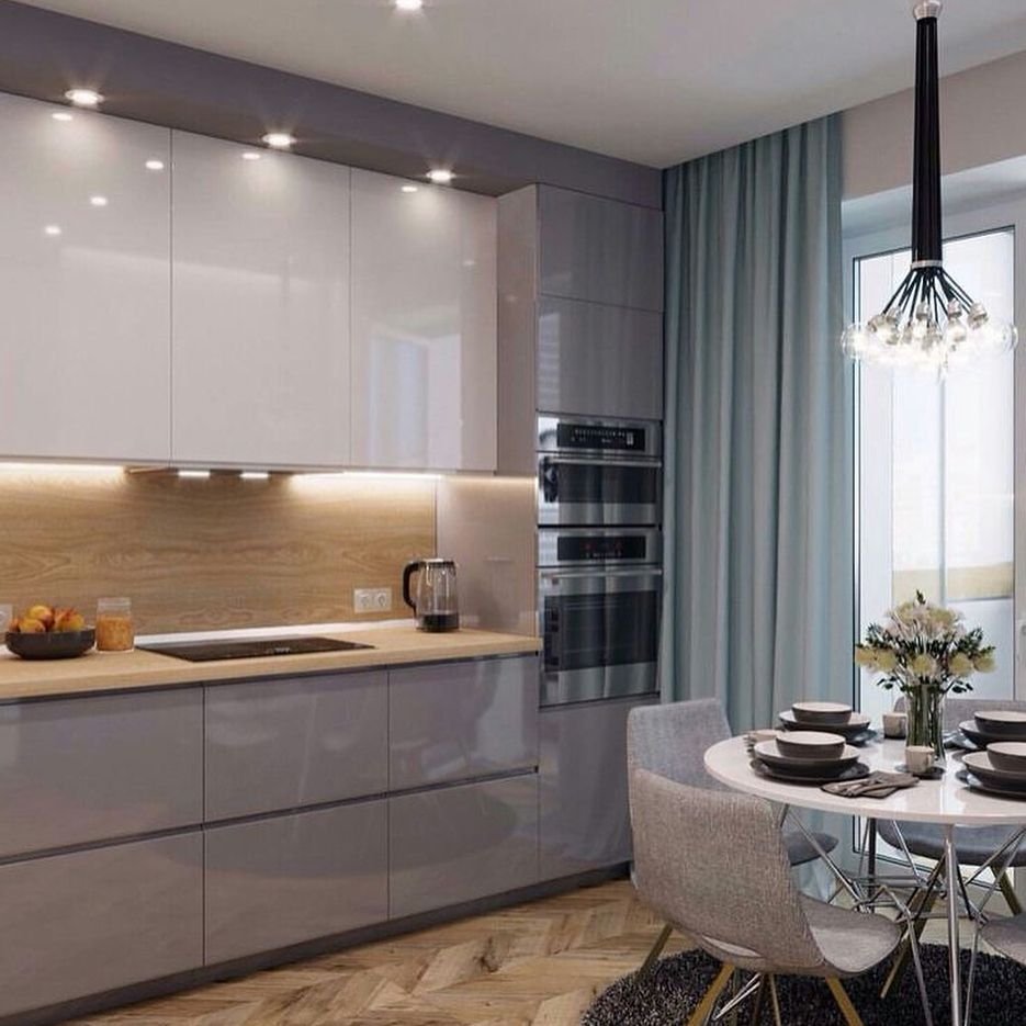 Бело желтая кухня