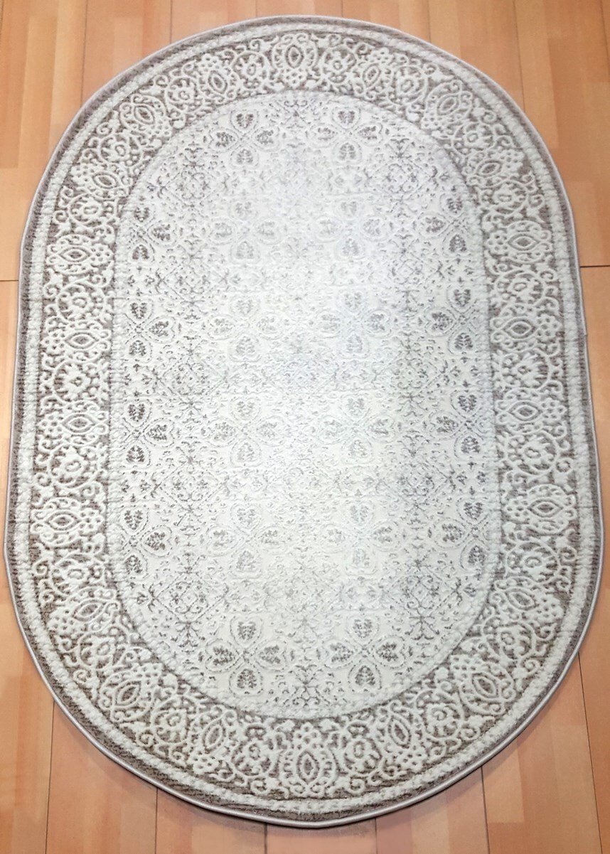 Турецкий ковер KRC Carpet Rixos 3961a кремовый/т.бежевый овал, 1.50*3.00