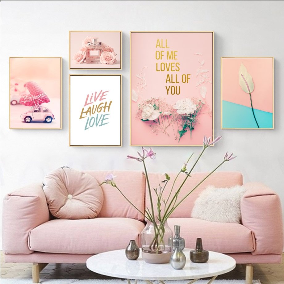 Постеры для интерьера розовые