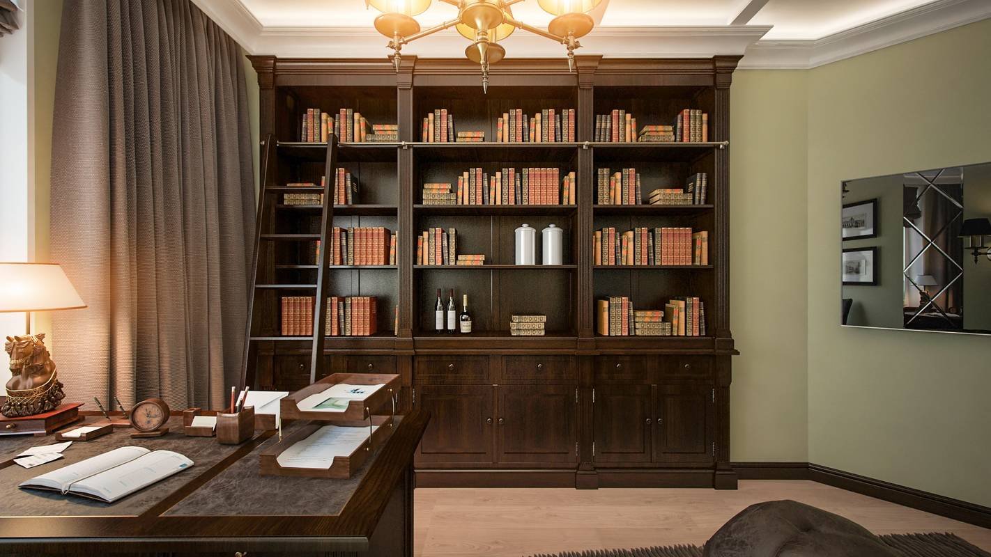 Шкафы библиотека в английском стиле