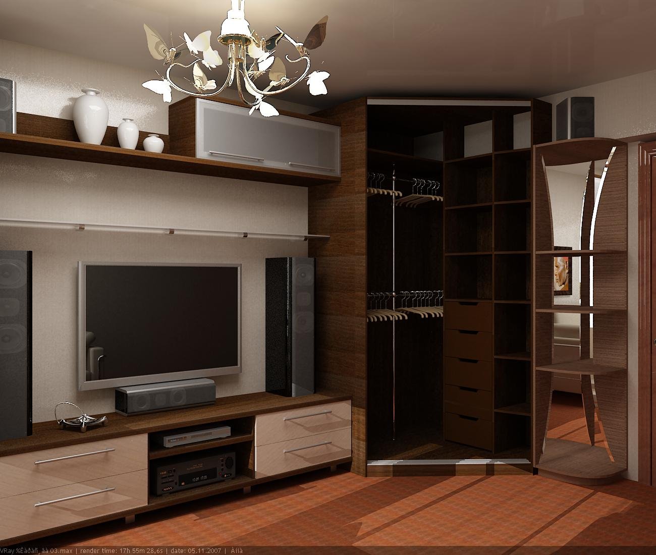 Угловой шкаф в гостиную в современном стиле