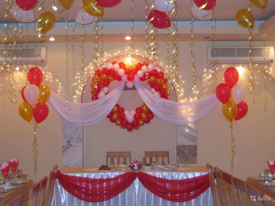 Украсить зал на свадьбу шарами