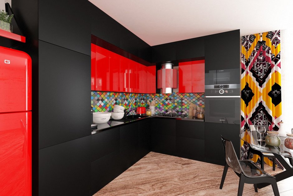 Кухня в черно Красном стиле