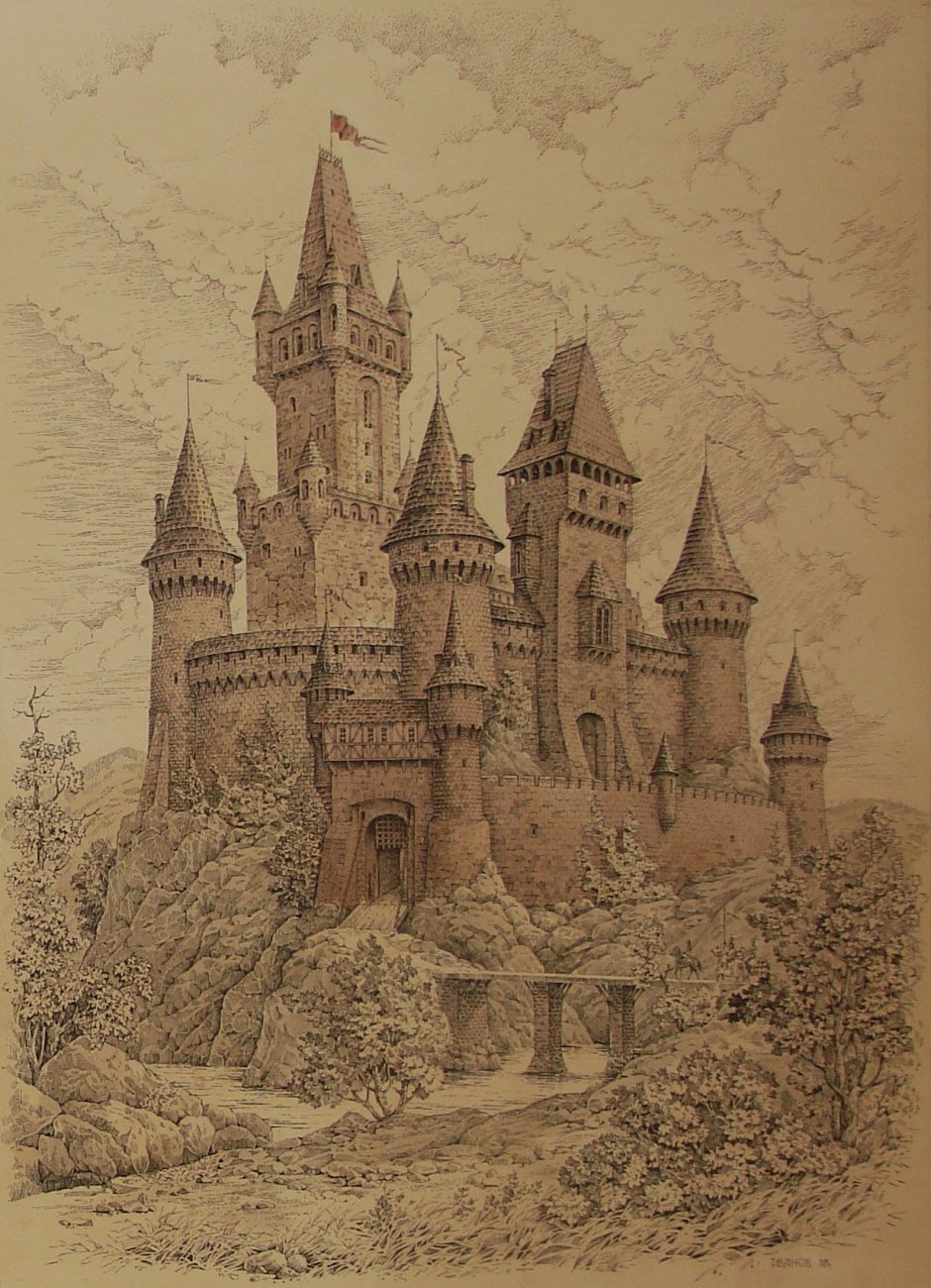 Замок гравюра