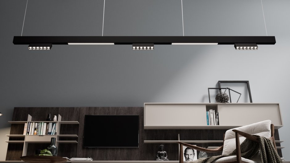 Магнитная система освещения трековая дизайн гостиной-кухни