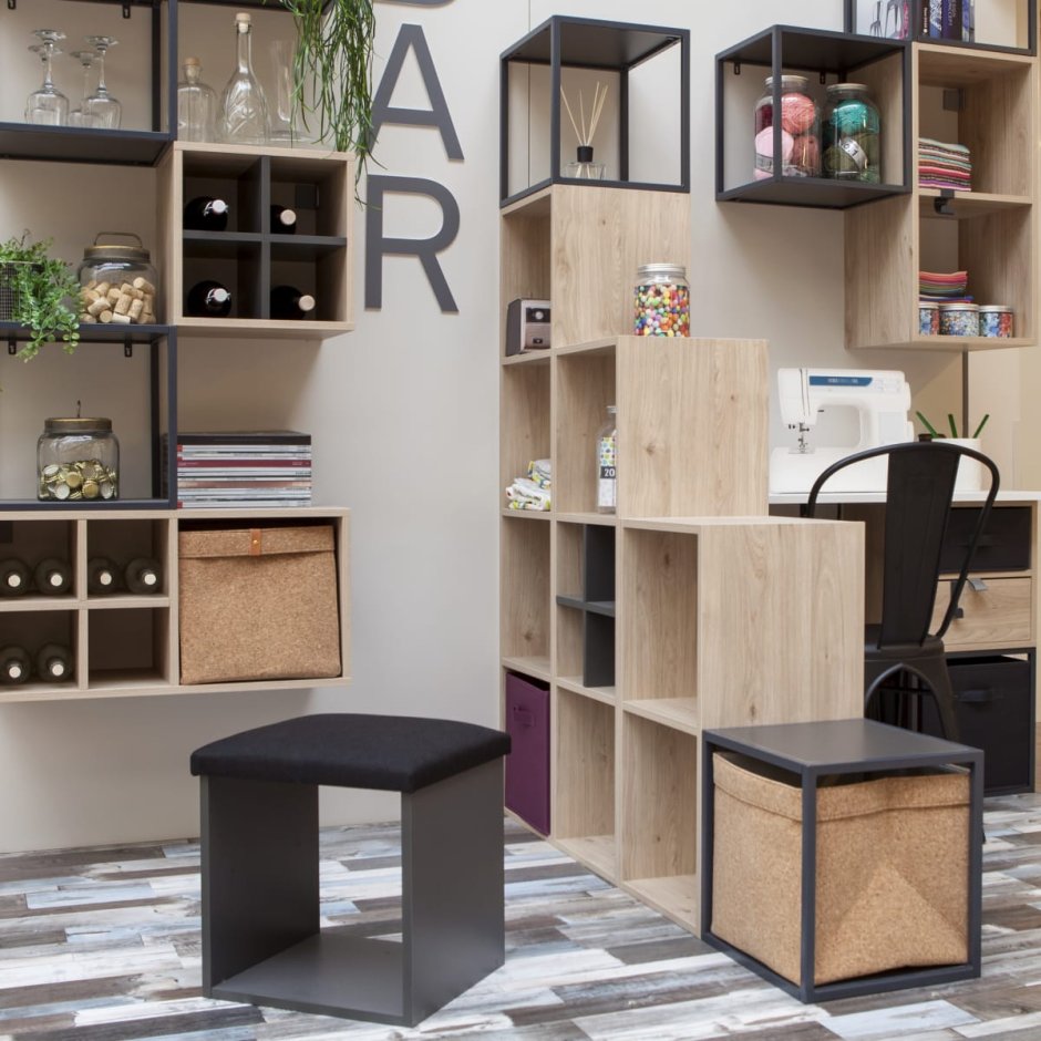 Полка-ящик Spaceo Kub Paris металл цвет графит