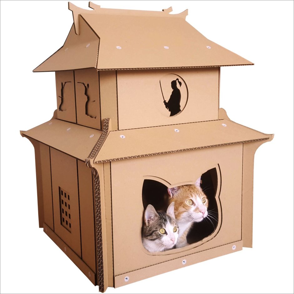 Домик для кошки из большой коробки