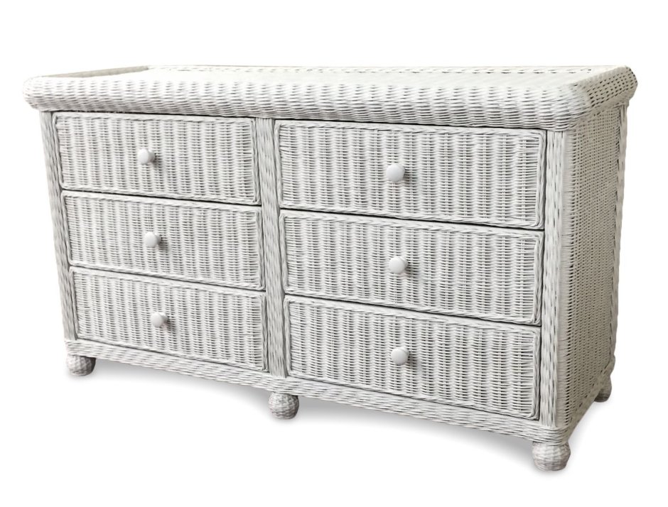 White Rattan Dresser