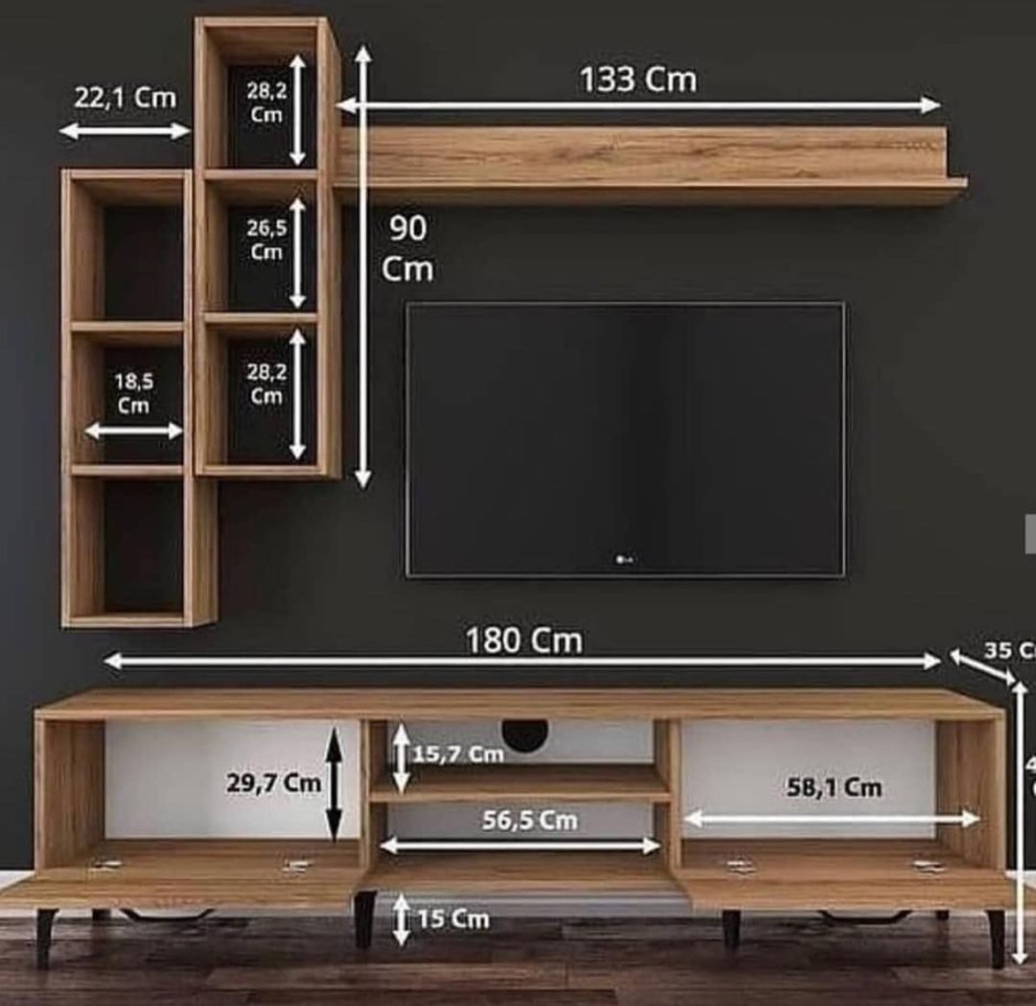 Габариты полки под телевизор
