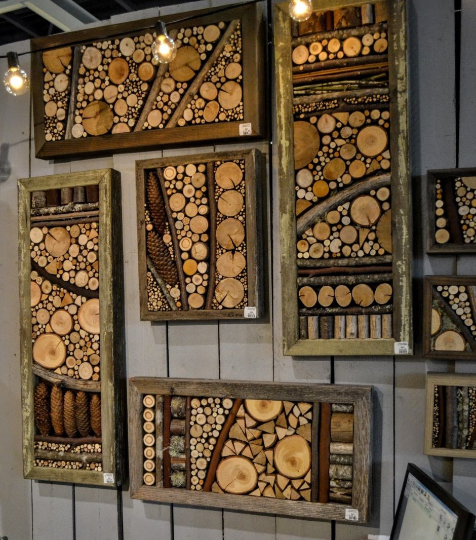 Спилы дерева для декора стены