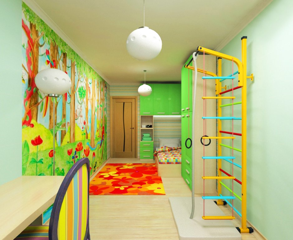 Детская комната со шведской стенкой