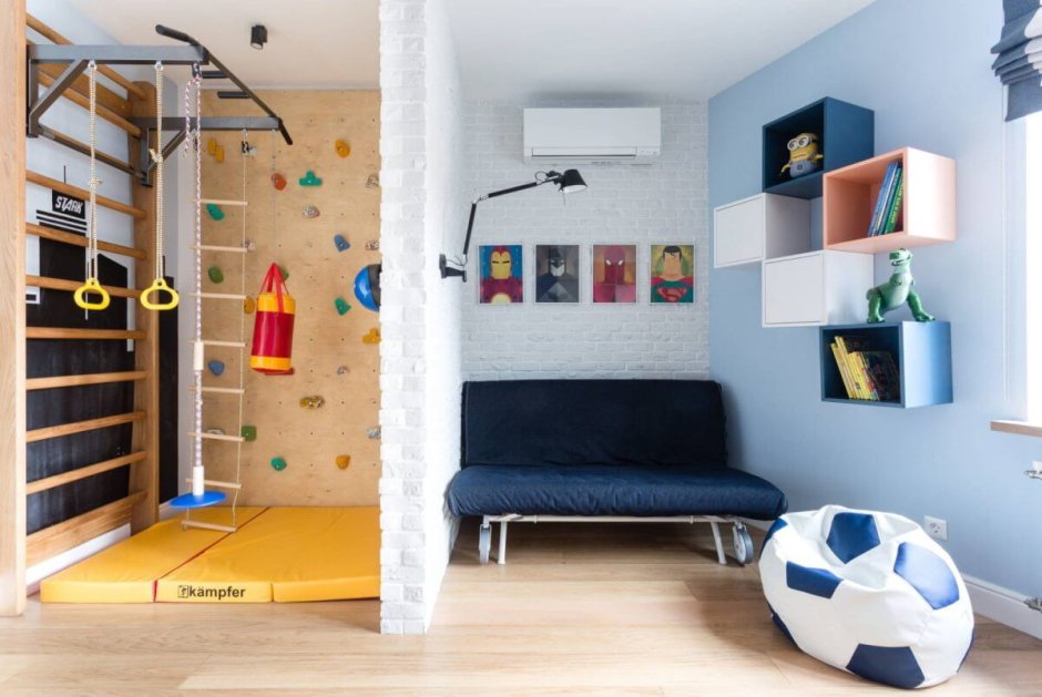 Шведская стенка в интерьере детской комнаты лофт