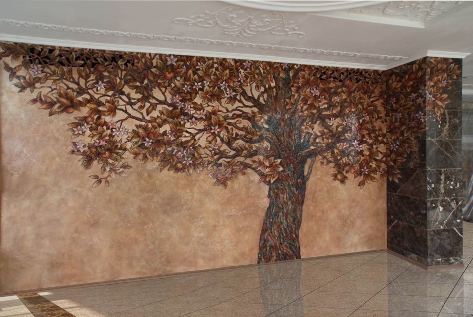 Дерево из декоративной штукатурки