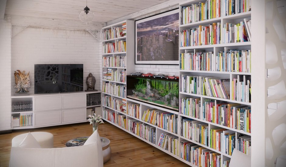 Книжные шкафы высокие потолки дизайн