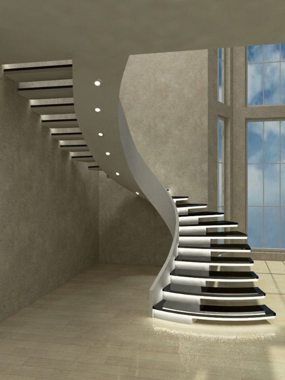 Бетонная лестница со стеклом
