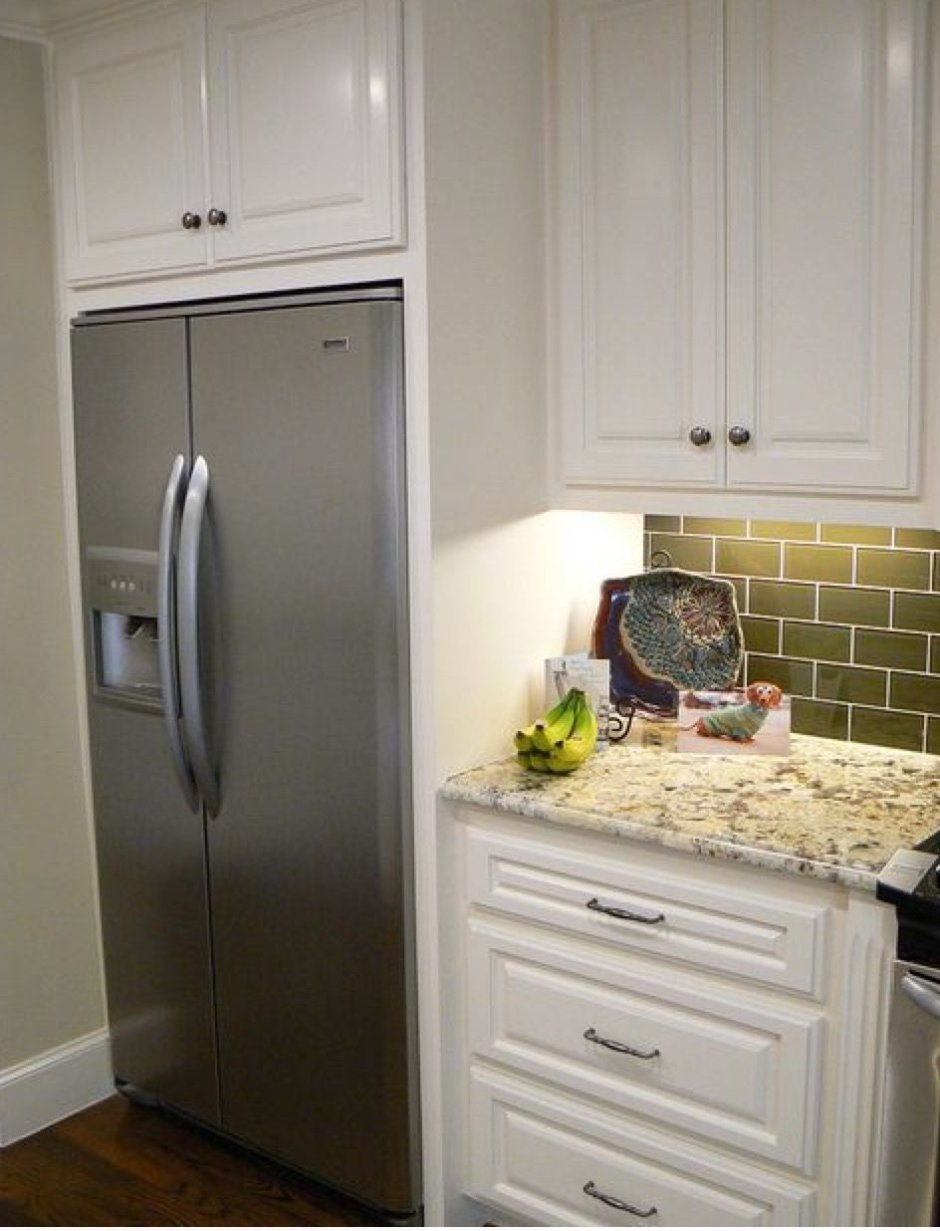 Кухня икеа с холодильником Side by Side