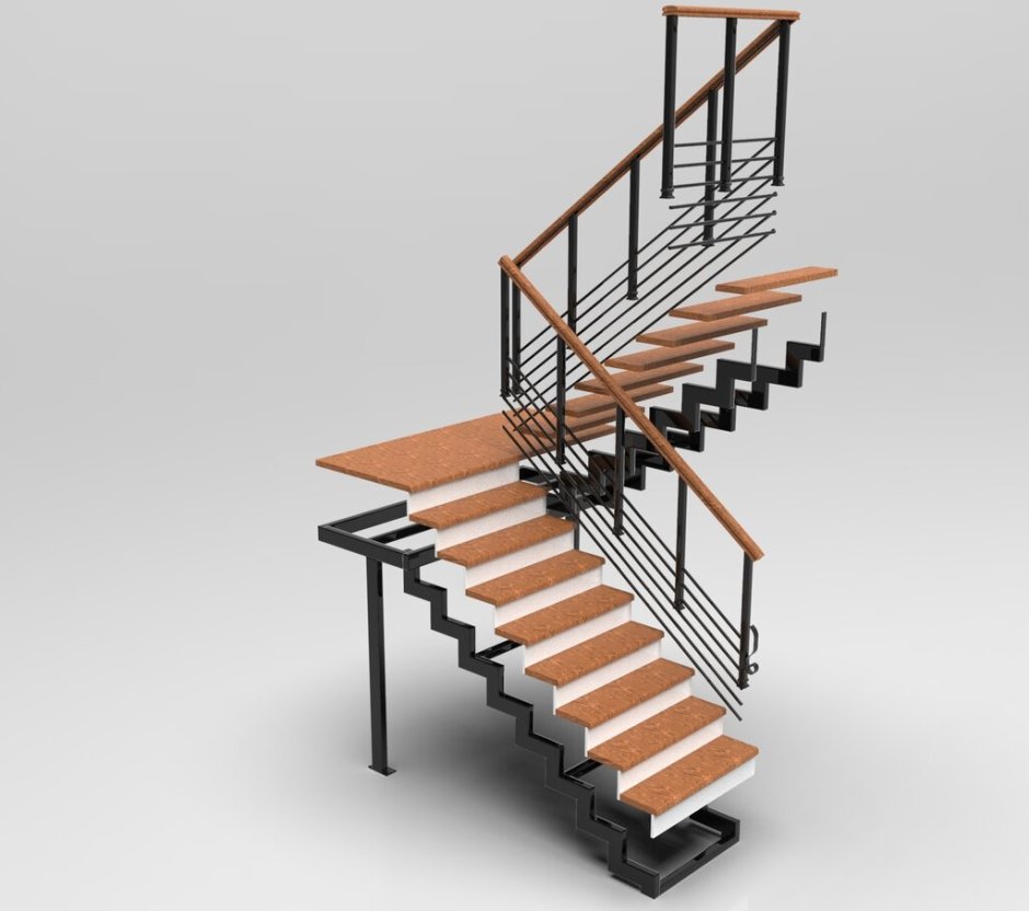 Металлическая лестница с бетонными ступенями