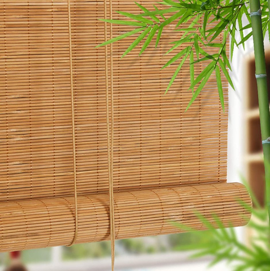 Рулонная штора Эскар бамбук 140х160, натур микс