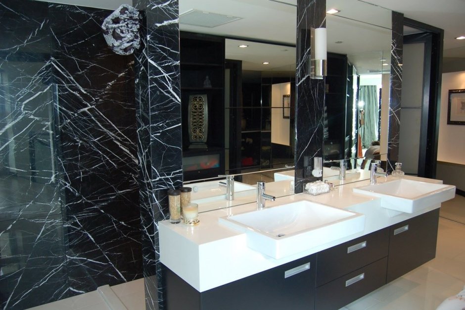 Nero Marquina мрамор в интерьере