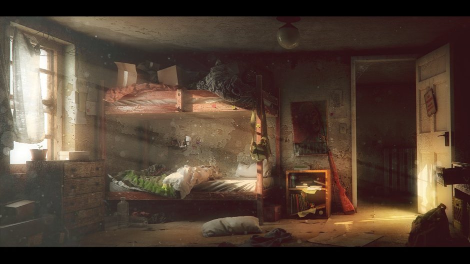 Кирпичная заброшенная комната