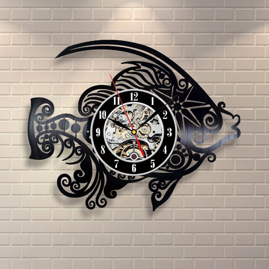 Часы из виниловых пластинок декор