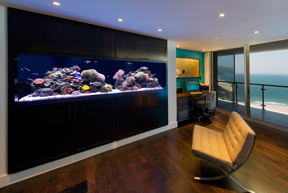 Стенка с аквариумом и телевизором