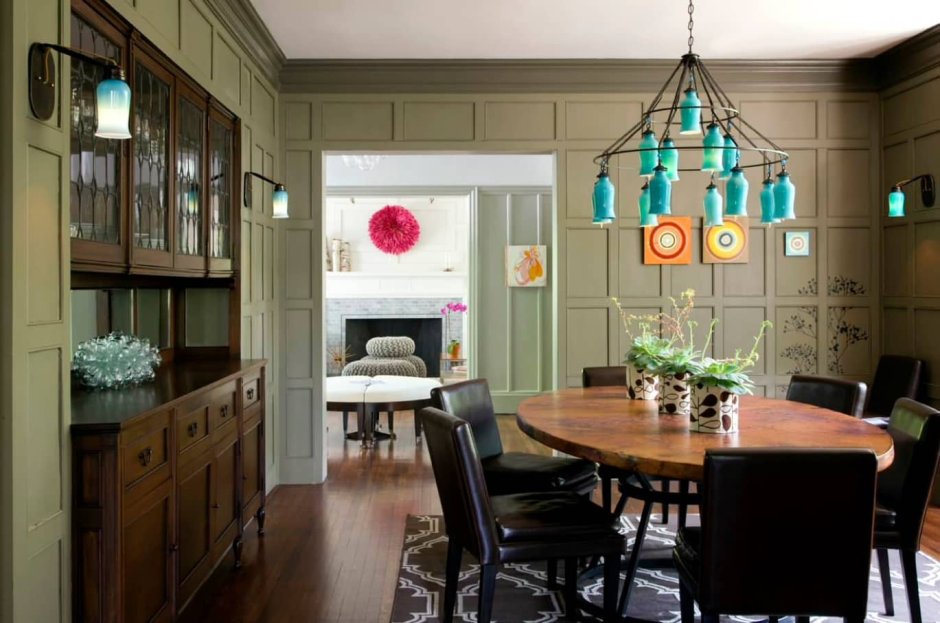 Бирюзовая люстра в интерьере