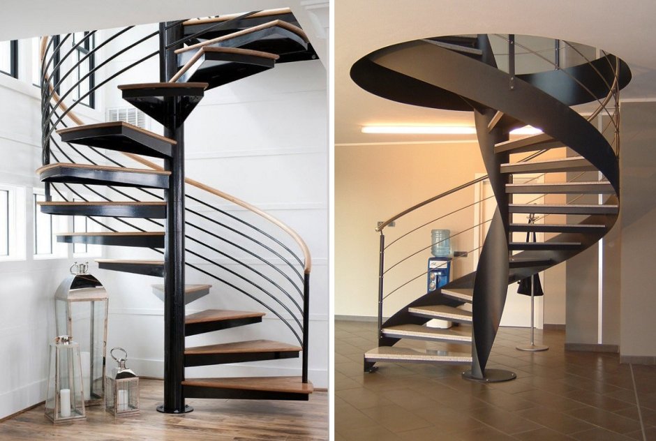 Винтовая деревянная лестница ДЛС-034 С металлом