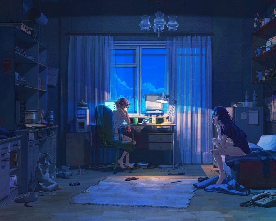 Голубая спальня аниме