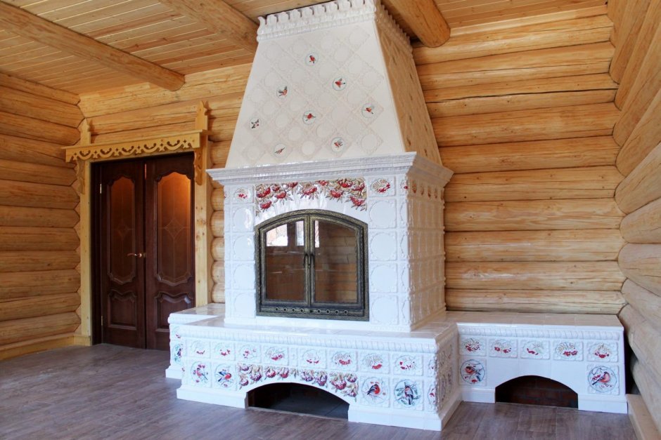 Русский стиль интерьера изразцовая печь