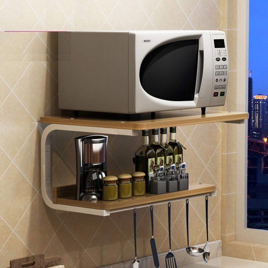 Полка навесная настенная под микроволновку