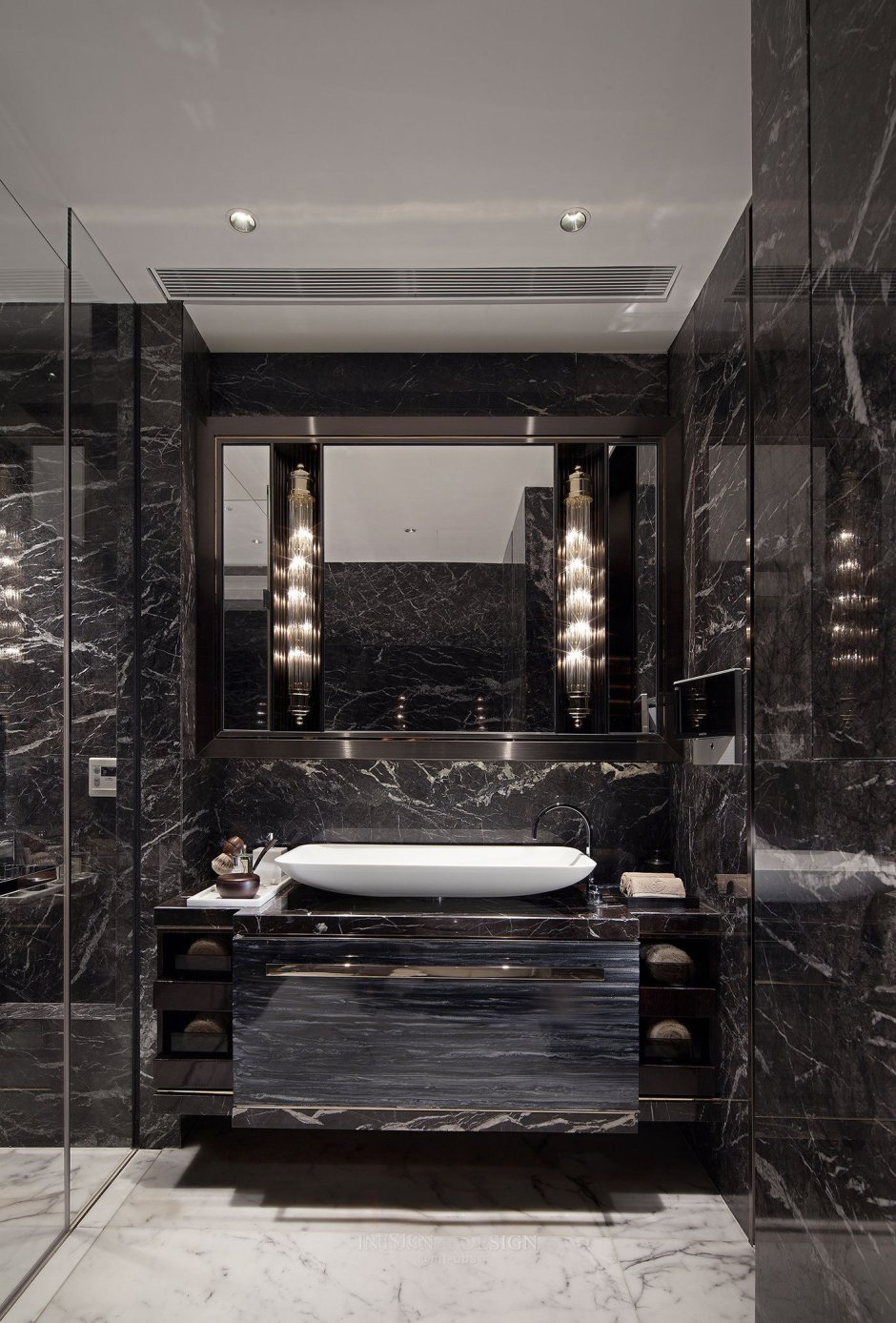 Dark Black Marble Bathroom плитка