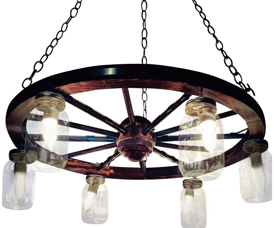 Люстра колесо в интерьере