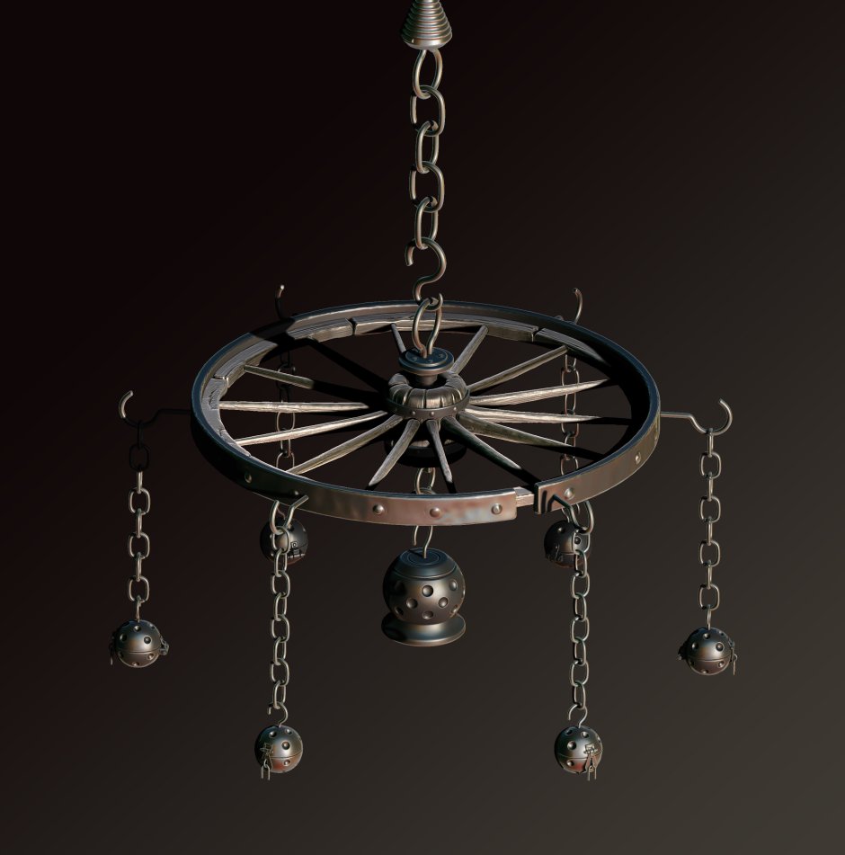 Люстра с колеса из Веретина