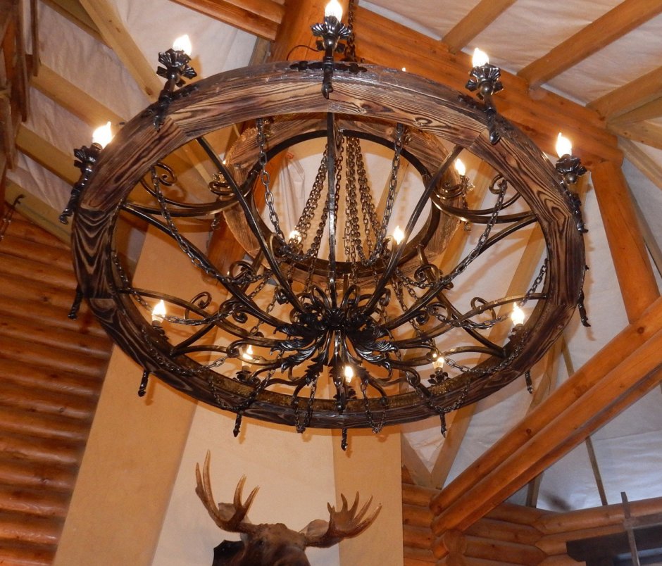Люстра кованая в деревянных домах