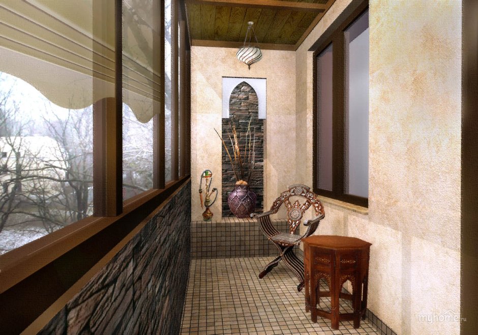 Необычный интерьер лоджии