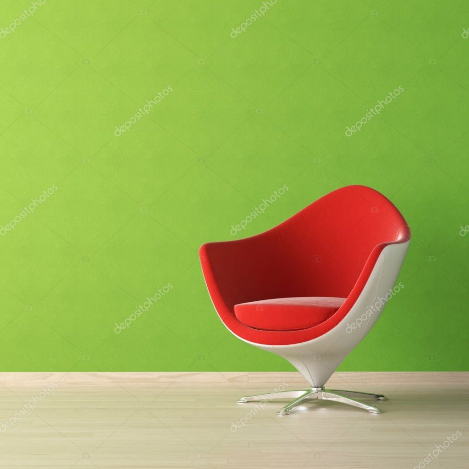 Красное кресло на белом фоне