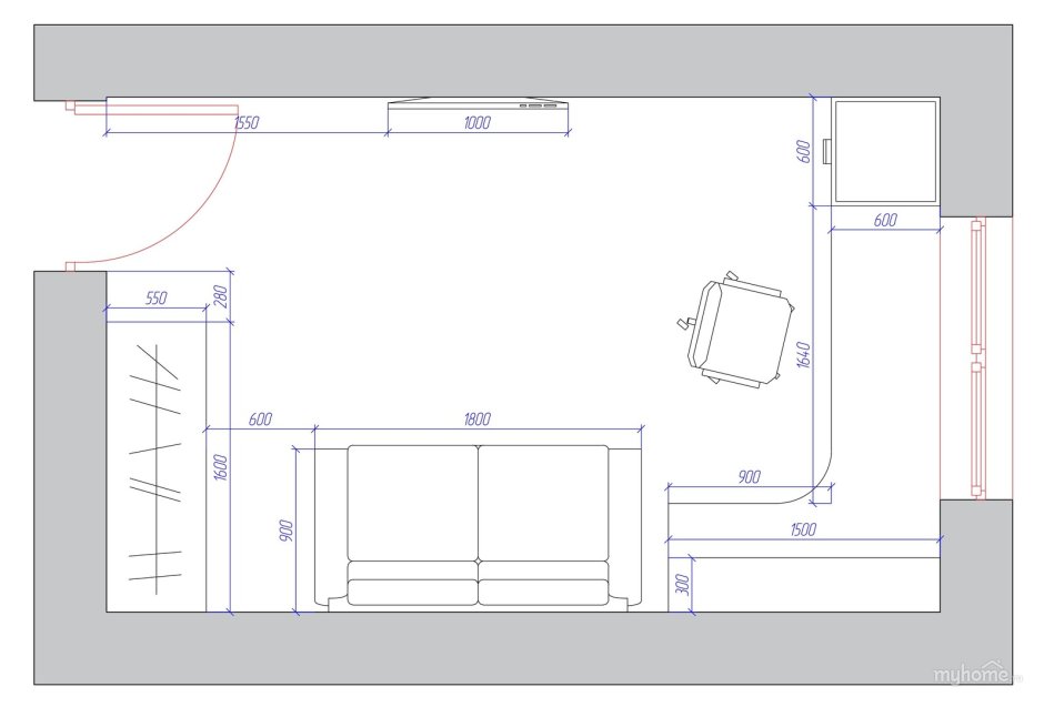 Чертеж спальни