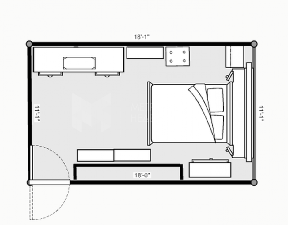Планировка комнаты с размерами